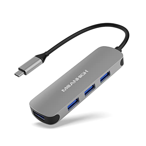 MEANHIGH USB C Hub 4 Port Typ C 3.0 Adapter für Laptop Mehrere USB C auf USB Splitter USB C Dockingstation Kompatibel mit MacBook Mac Mini Surface Pro PS4 PC Flash Drive Mobile HDD von MEANHIGH