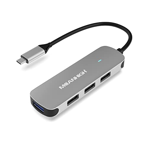 MEANHIGH USB C Hub 4-Port Typ C Adapter für Laptop USB 3.0, USB 2.0 Mehrere USB C auf USB Splitter USB C Dockingstation Kompatibel mit MacBook Mac Mini Surface Pro PS4 PC Flash Drive Mobile HDD von MEANHIGH