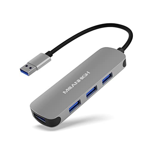 MEANHIGH USB Hub 4 Port USB 3.0 Hub für Laptop Mehrere USB Splitter USB Port Expander Dockingstation Ladestation unterstützt für MacBook, Surface Pro, XPS, PC, Flash Drive, mobile HDD von MEANHIGH