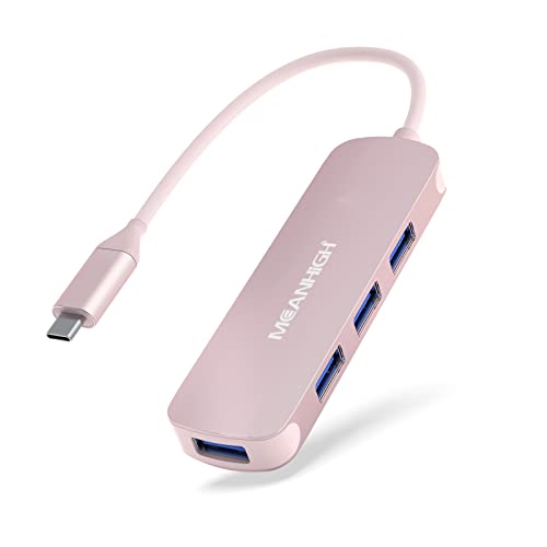 USB C Hub MEANHIGH USB 3.0 Hub für Laptop 4 Port USB Expander Multiport USB Splitter Typ C Hub Dongle für MacBook Pro, Mac Mini iMac, Dell, HP, Chromebook, PC Flash Drive HDD von MEANHIGH