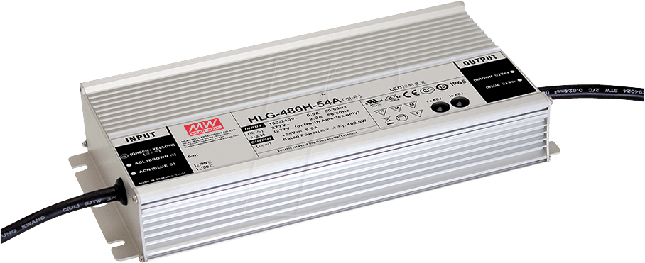 HLG-480H-24B - LED-Trafo, 480 W, 24 V DC, 20 A, IP67, dimmbar von MEANWELL