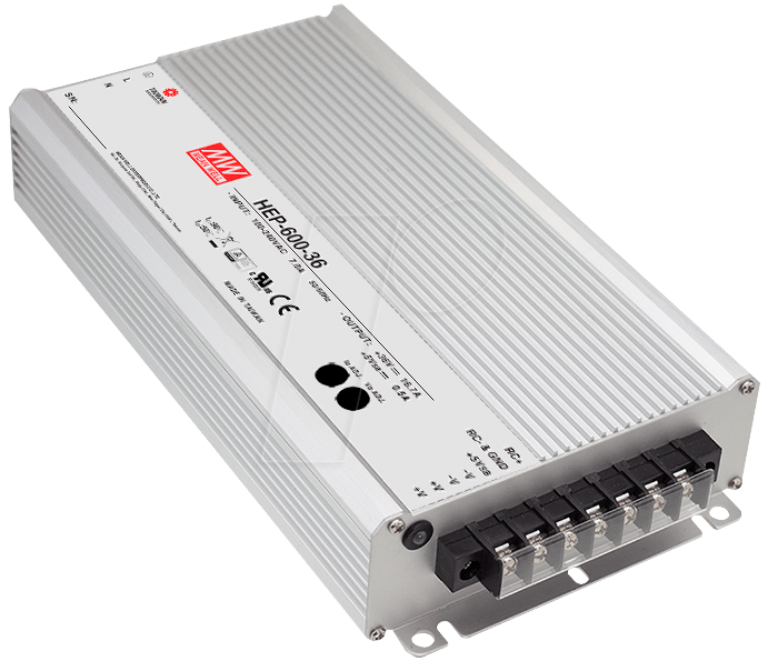 MW HEP-600-24 - Schaltnetzteil, geschlossen, 600 W, 24 V, 25 A von MEANWELL