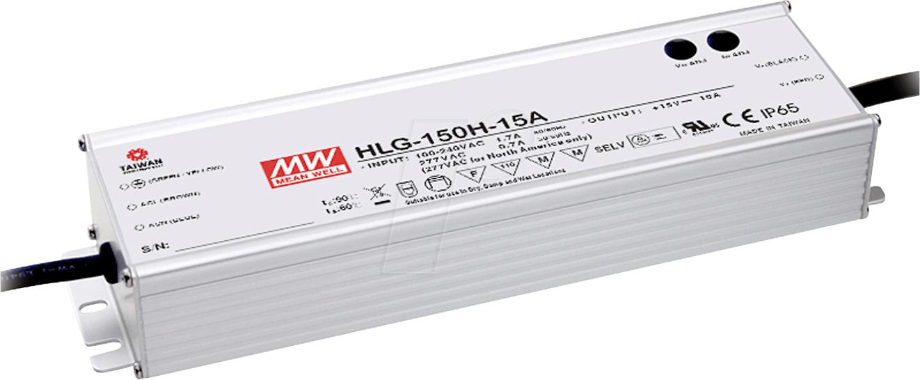 MW HLG-150H-12 - LED-Trafo, 150 W, 12 V DC, 12500 mA von MEANWELL