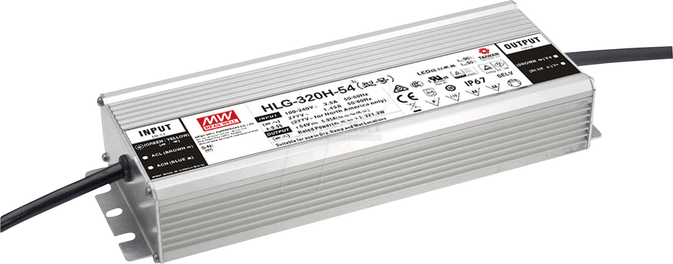 MW HLG-320H-12AB - LED-Trafo, 264 W, 12 V DC, 22000 mA, dimmbar, 3-in-1 von MEANWELL