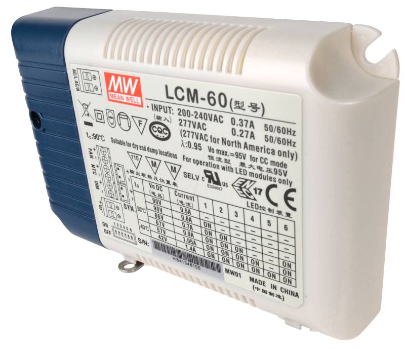 MW LCM-60DA - LED-Trafo, 60 W, 2-90 V DC, Taster-Dimmung, DALI von Mean Well