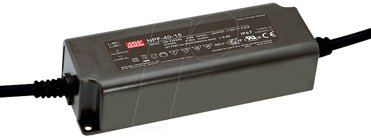 MW NPF-40D-42 - LED-Trafo, 40 W, 21,6 - 36 V DC, 1120 mA, dimmbar, 3-in-1 von Mean Well