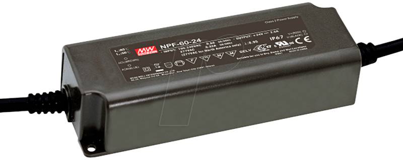 MW NPF-60D-15 - LED-Trafo, 60 W, 9 - 15 V DC, 5000 mA, dimmbar, 3-in-1 von Mean Well