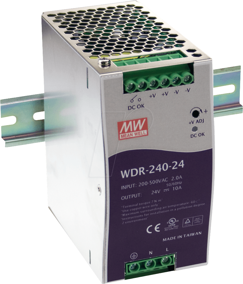 MW WDR-240-24 - Schaltnetzteil, Hutschiene, 240 W, 24 V, 10 A von MEANWELL