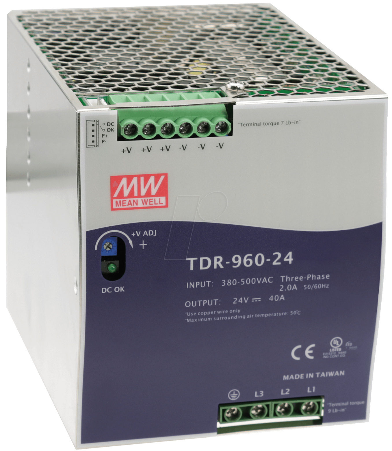 SNT MW-TDR960-48 - Schaltnetzteil, Hutschiene, 960 W, 48 V, 20 A, dreiphasig von MEANWELL