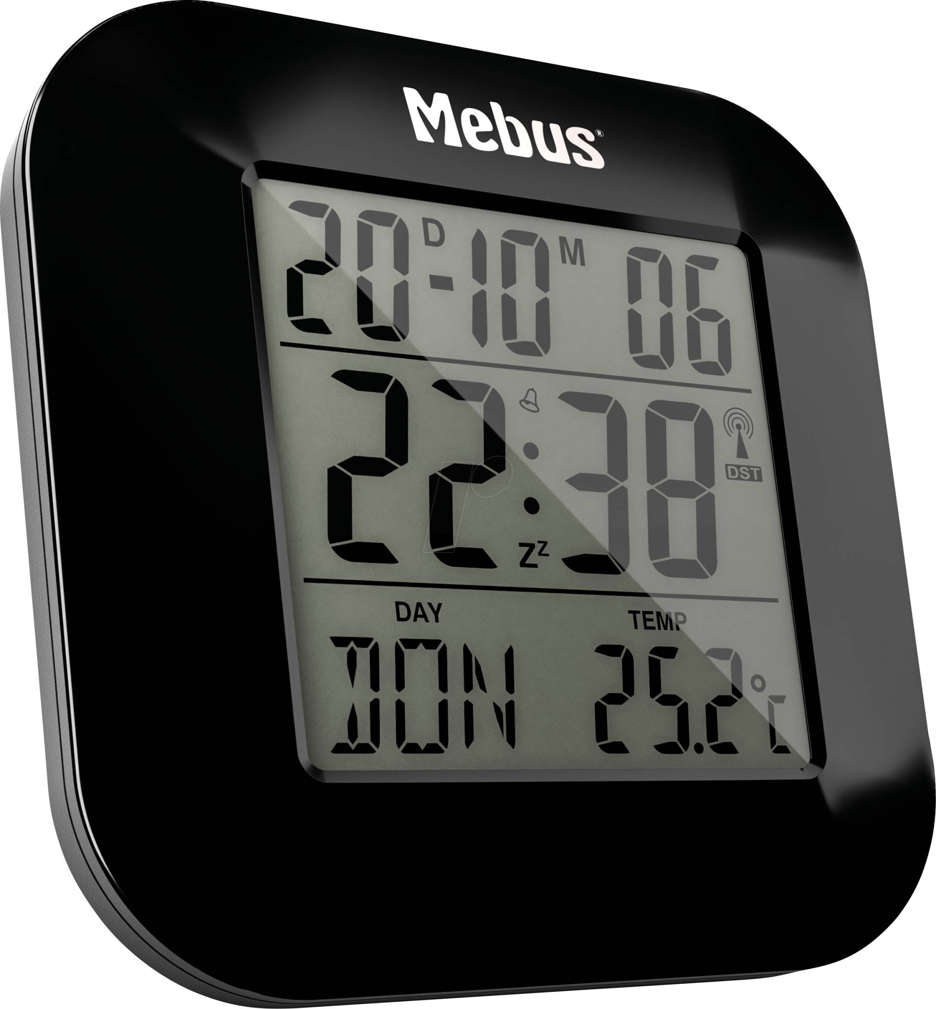 MEBUS 51510 - Funkwecker digital, Temperatur, Datum, schwarz von MEBUS