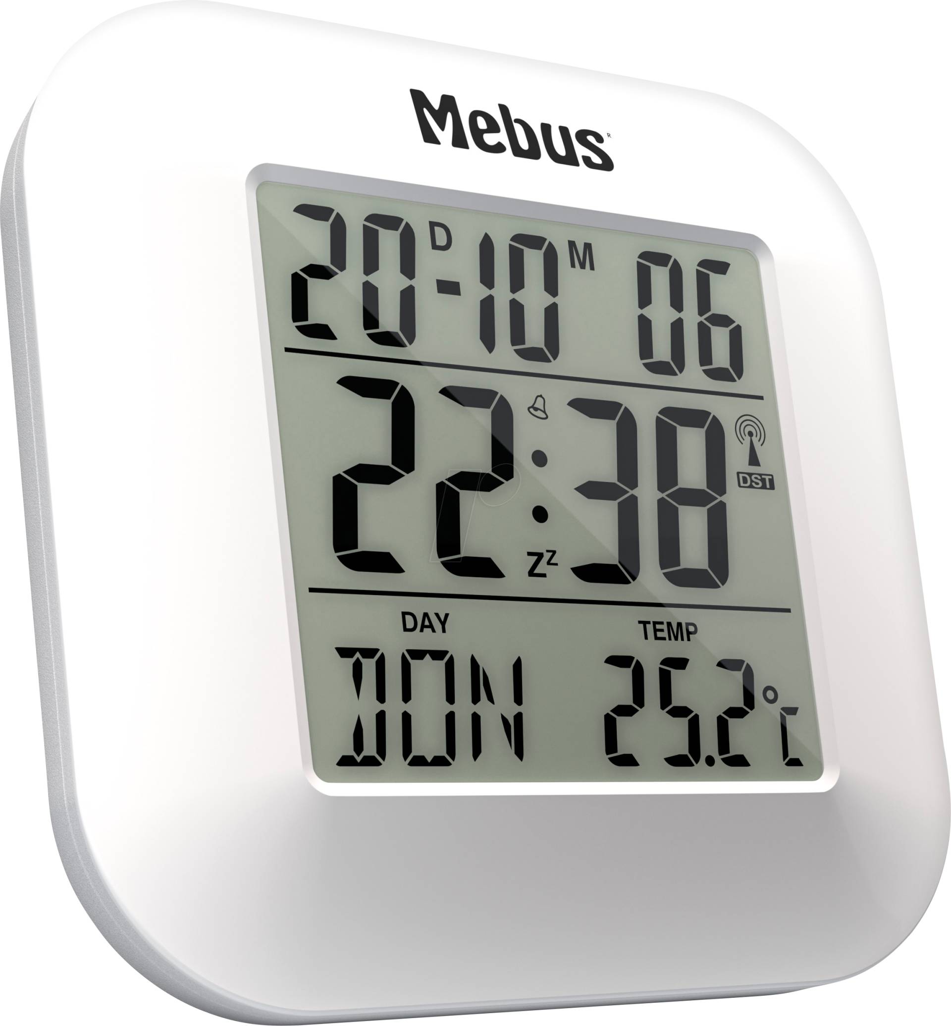 MEBUS 51511 - Funkwecker digital, Temperatur, Datum, weiß von MEBUS