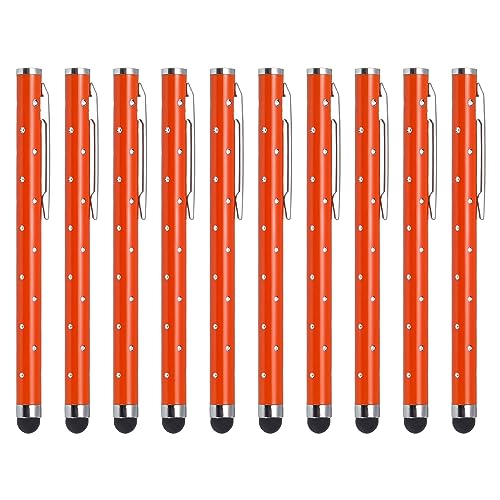 MECCANIXITY 10 x Glitzer-Strass-Stylus-Stifte für Touchscreens, universal, Metall, kapazitiver Stift für alle kapazitiven Touchscreen-Geräte, Orange von MECCANIXITY