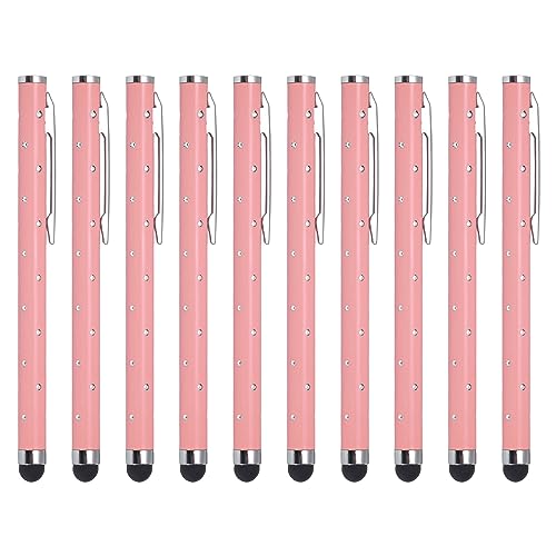 MECCANIXITY 10 x Glitzer-Strass-Stylus-Stifte für Touchscreens, universal, Metall, kapazitiver Stift für alle kapazitiven Touchscreen-Geräte, Pink von MECCANIXITY