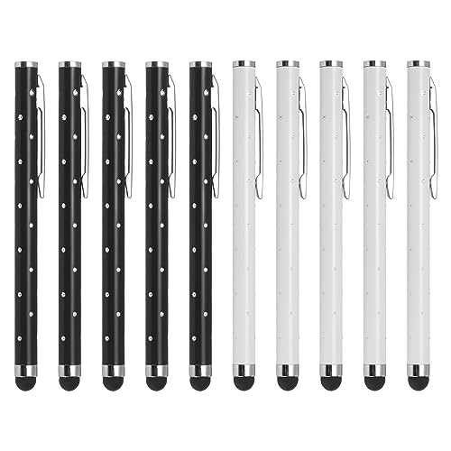 MECCANIXITY 10 x Glitzer-Strass-Stylus-Stifte für Touchscreens, universal, Metall, kapazitiver Stift für alle kapazitiven Touchscreen-Geräte, Schwarz/Weiß von MECCANIXITY