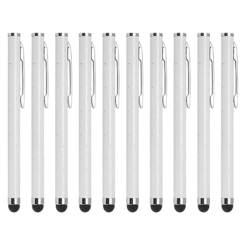 MECCANIXITY 10 x Glitzer-Strass-Stylus-Stifte für Touchscreens, universal, Metall, kapazitiver Stift für alle kapazitiven Touchscreen-Geräte, weiß von MECCANIXITY