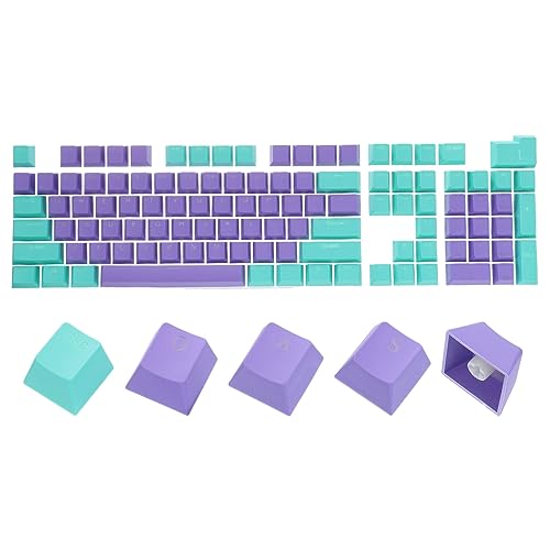 MECCANIXITY 104 Tasten PBT Keycap Set OEM Profil Double Shot 60% für 61/68/87/98/100/104 Tasten Mechanische Tastatur Layout, Lila & Türkis von MECCANIXITY