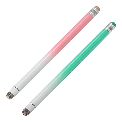 MECCANIXITY 2 Stück Eingabestifte für Touchscreen, Gummi und Faser, doppelte Spitzen, kapazitiver Stylus Universal-Tablet-Eingabestift, präzise Empfindlichkeit, Farbverlauf, Pink / Grün von MECCANIXITY