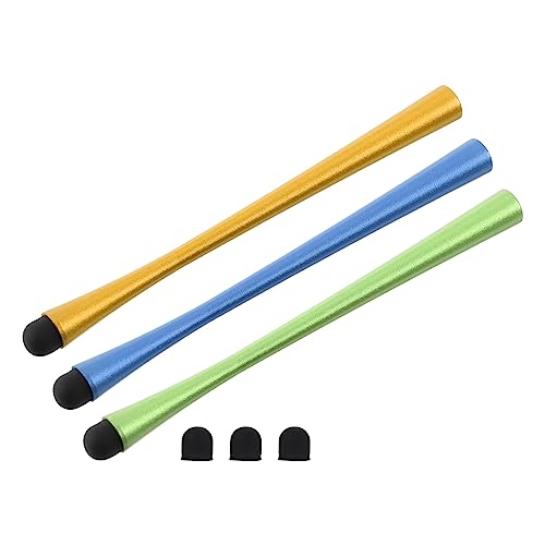 MECCANIXITY 3 x Stylus-Stifte für Touchscreens, schlank, universal, kapazitiver Eingabestift für alle kapazitiven Touch-Geräte, mit 3 zusätzlichen Spitzen, Gold/Blau/Grün von MECCANIXITY