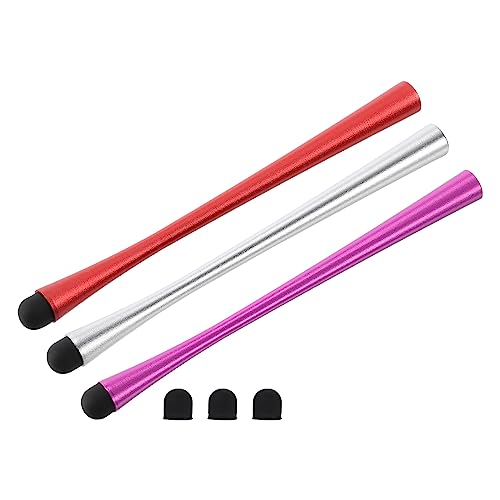 MECCANIXITY 3 x Stylus-Stifte für Touchscreens, schlank, universal, kapazitiver Eingabestift für alle kapazitiven Touch-Geräte, mit 3 zusätzlichen Spitzen, Rot/Silber/Violett von MECCANIXITY