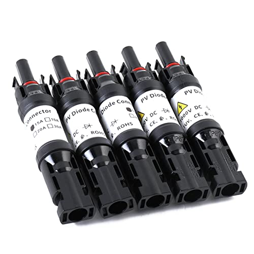 MECCTP Solarstecker 5 Stück PV-Solardiodenstecker 15A 1000V Solardiode Stecker Eingebaute Diode IP67 Wasserdichtes Solar PV Steckverbinderteile für Den Anschluss Von Solarmodulen MECCTP Solarstecker 5 Stück PV-Solardiodenstecker 15A 1000V Solardiode Stecker Eingebaute Diode IP67 Wasserdichtes Solar PV Steckverbinderteile für Den Anschluss Von Solarmodulen von MECCTP