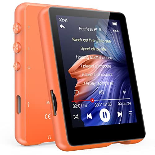 32GB MP3 Player Bluetooth 5.3 MECHEN 2,4'' Touchscreen Tragbarer MP3-Player zum Laufen mit Line-in-Aufnahme, FM-Radio, Lautsprecher, Unterstützt bis zu 128GB (Orange) von MECHEN