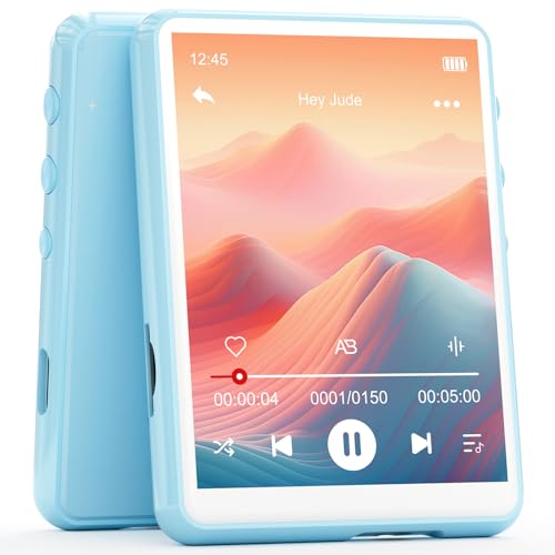 MECHEN 64GB MP3 Player Bluetooth 5.3 | 2,4'' Touchscreen Tragbarer MP3-Player zum Laufen mit Line-in-Aufnahme, FM-Radio, Lautsprecher, Unterstützt bis zu 128GB (Hellblau, 64GB) von MECHEN