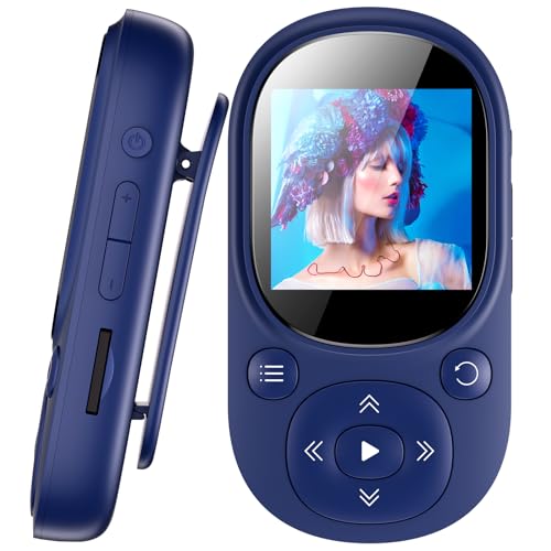 MECHEN MP3 Player Bluetooth 5.3 Sport 64GB mit Clip, TFT Farbbildschirm, Mini Musik Player FM-Radio Aufnahme Schrittzähler Ebook, Kein Eingebauter Lautsprecher (Blau) von MECHEN