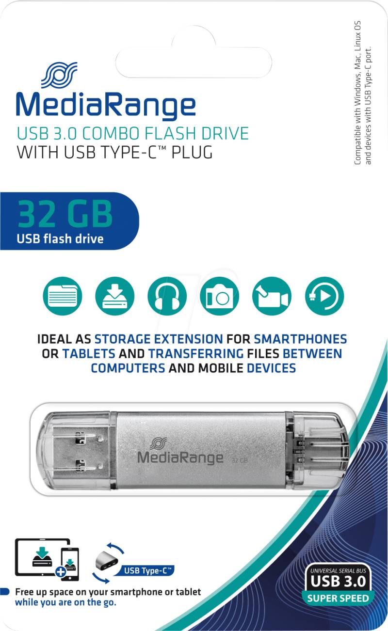 MR 936 - USB-Stick, USB 3.0, 32 GB, Kombo USB-C von MEDIARANGE