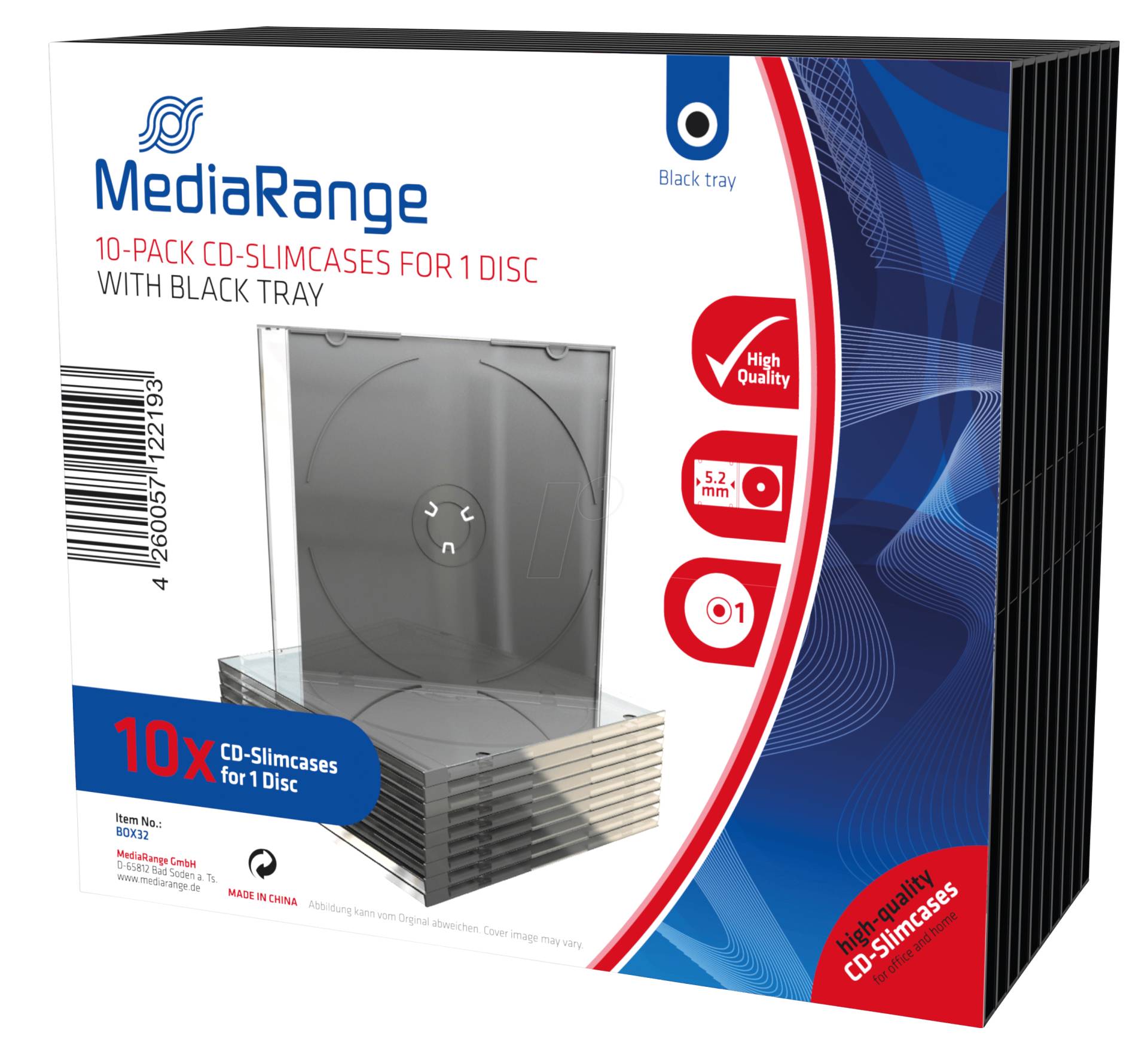 MR BOX32 - CD Leerhülle für 1 Disc, 10er Pack MR BOX32 - CD Leerhülle für 1 Disc, 10er Pack von MEDIARANGE