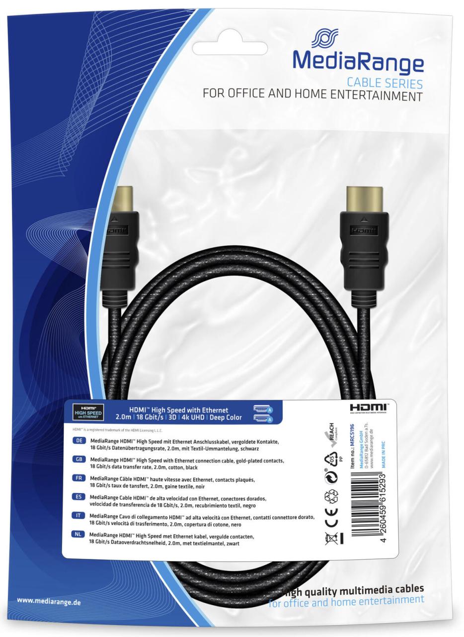 MediaRange HDMI-Kabel 2,0m18Gb von MEDIARANGE