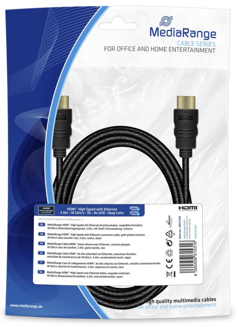 MediaRange HDMI-Kabel MRCS198 3 m von MEDIARANGE