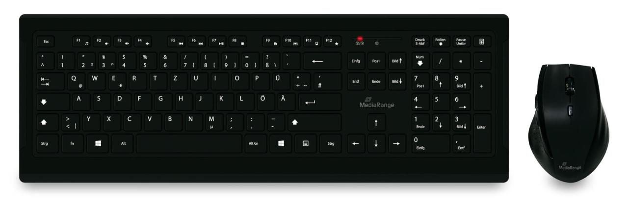 MediaRange Tastatur-Maus-Set kabellos MROS104 schwarz von MEDIARANGE