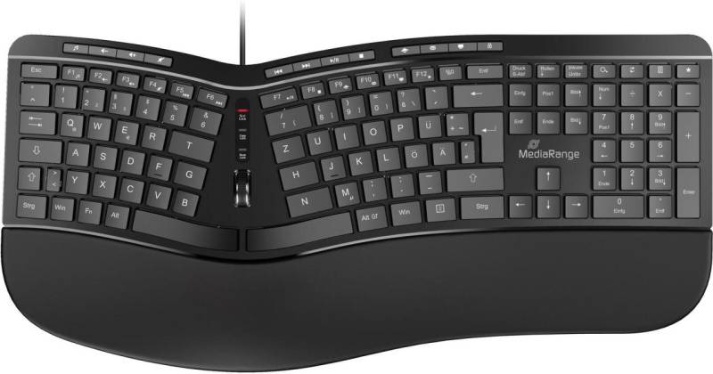 MediaRange ergonomische Tastatur kabelgebunden MROS120 schwarz von MEDIARANGE