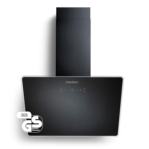 MEDION Dunstabzugshaube 60 cm (Kopffrei, Glas, 3 Stufen, Aluminum-Fettfilter, Touch Gesten Steuerung, LED Beleuchtung, MD37774) schwarz von MEDION