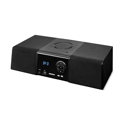 MEDION E64004 Micro Audio System Kompaktanlage (DAB+, CD-Player. PLL UKW Radio, Bluetooth, USB Anschluss, Sleeptimer, MP3, LCD-Display mit 12/24 Std. Anzeige) von MEDION