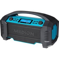 MEDION LIFE® E66050 DAB+/Bluetooth®-Baustellenradio, ideal für Baustellen, Garten oder Camping, IP54 Schutz gegen Spritzwasser & Staub, 7 Soundeinstellungen, integr. Akku, 15 W RMS von MEDION