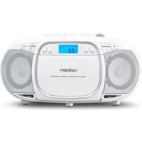 MEDION LIFE® E66476 CD-/MP3-/Kassettenspieler weiss, LCD-Display mit Hintergrundbeleuchtung, PLL-UKW Stereo, Musikwiedergabe vom USB-Stick, 2 x 2 W RMS von MEDION