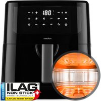 MEDION LIFE® P10 XL Duo Heißluftfritteuse MD 11750, 100 Rezepte in der Life+ App, mit 2 Heizelementen, 2.150 W Gesamtleistung, ölfreies Frittieren, 9 Automatikprogramme, 6,8 L Nutzinhalt von MEDION