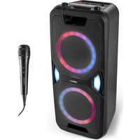 MEDION LIFE® P61468 Partylautsprecher, PLL-UKW Radio, Bluetooth® 5.0, satter Sound, verschiedene Lichteffekte, X-Bass Bassanhebung, inkl. Mikrofon, 2 x 22 W RMS Ausgangsleistung von MEDION