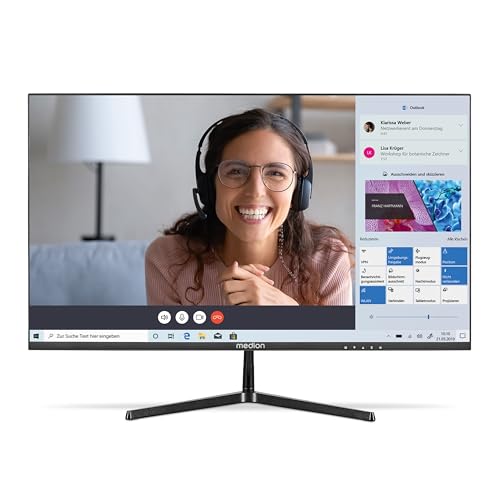 MEDION PC Monitor 24 Zoll (60,5 cm PC Bildschirm, Full HD, HDR, mit Lautsprecher, HDMI TV Anschluss, DisplayPort, 1080p Computer Display, 16:9, P54242 MD 20152) von MEDION