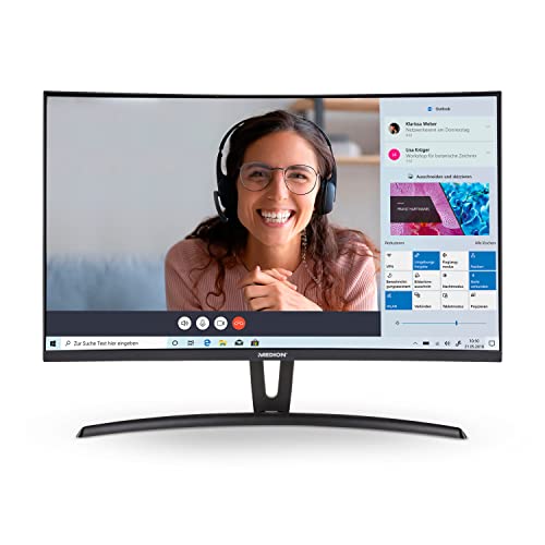 MEDION P52710 (MD 22010) 68,6 cm (27 Zoll) Full HD Curved Monitor (16:9, integrierte Lautsprecher, HDMI, VGA, Audio In, mehrsprachiges Menü) von MEDION