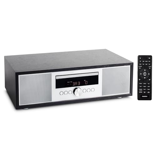 MEDION P64145 All in One Audio System (DAB+, CD, MP3, PLL UKW Radio, USB, Kompaktanlage, Elegantes Design, Weckfunktion, Sleep Einschlafautomatik) schwarz-Silber von MEDION