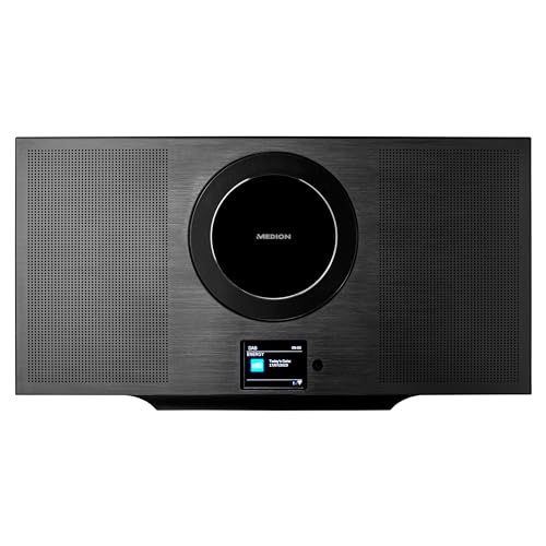 MEDION P66348 Internetradio mit CD-Player (WLAN, DAB+, Spotify Connect, UKW Radio, MP3, USB, Bluetooth, Farbdisplay, vertikale Kompaktanlage) von MEDION