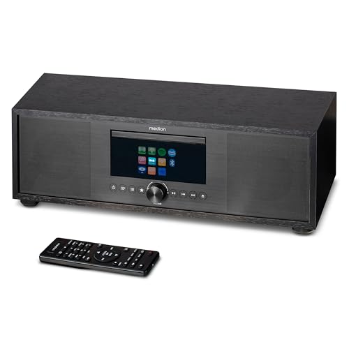MEDION P66400 Stereoanlage (Internetradio, DAB+, CD/MP3-Player, Spotify Connect, Amazon Music, PLL UKW Radio, USB, AUX, Kompaktanlage, Subwoofer Weckfunktion, Sleep Einschlafautomatik) anthrazit von MEDION