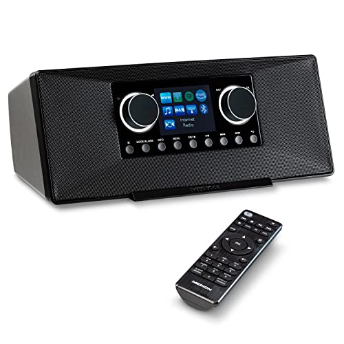 MEDION P85333 Internetradio mit DAB+ (WLAN, UKW, Spotify Connect, Amazon Music, DLNA, USB, Kopfhörer-Anschluss, AUX, Stereo Line-Out Cinch, Sleep Timer) schwarz von MEDION