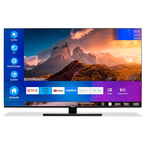 MEDION X15528 (MD 30962) 138,8 cm (55 Zoll) QLED Fernseher (Smart TV, 4K, Dolby Vision HDR, Dolby Atmos, Netflix, Prime Video, PVR, Bluetooth, MEMC, Micro Dimming) von MEDION