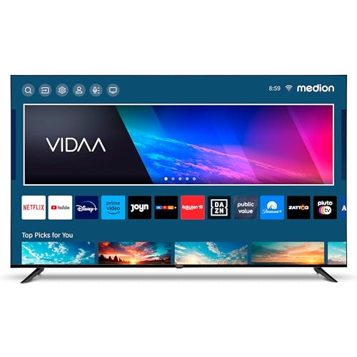 MEDION X16514 (MD 31643) 163,8 cm (65 Zoll) Fernseher (Smart-TV, 4K Ultra HD, HDR, VIDAA Store, Netflix, Prime Video, Disney+, DAZN, Paramount+, HbbTV, PVR, Bluetooth) von MEDION
