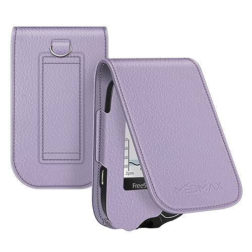 MEDMAX Hülle für Freestyle Libre 3/2 / Libre Reader Blutzuckermessgerät, stoßfeste Kunstleder Schutzhülle Cover mit Karabiner-Clip und Handschlaufe für Diabetiker, (Lavendel) von MEDMAX