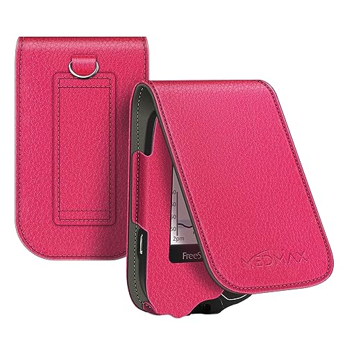 MEDMAX Hülle für Freestyle Libre 3/2 / Libre Reader Blutzuckermessgerät, stoßfeste Kunstleder Schutzhülle Cover mit Karabiner-Clip und Handschlaufe für Diabetiker, (Rose Rot) von MEDMAX