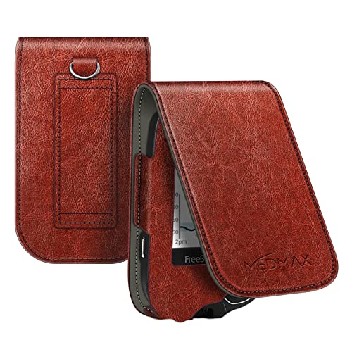 MEDMAX Hülle für Freestyle Libre 3/2 / Libre Reader Blutzuckermessgerät, stoßfeste Kunstleder Schutzhülle Cover mit Karabiner-Clip und Handschlaufe für Diabetiker, Braun von MEDMAX